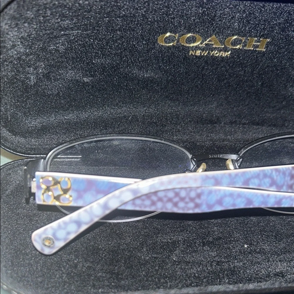 Coach Blue Patterned Eyeglasses Frames with Coach Case and Cleansing cloth